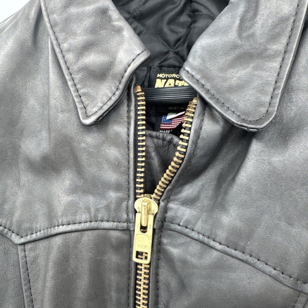 Vintage Natel Women's Size 8 Black Heavy Leather Motorcycle Jacket Made in USA - Picture 3 of 16